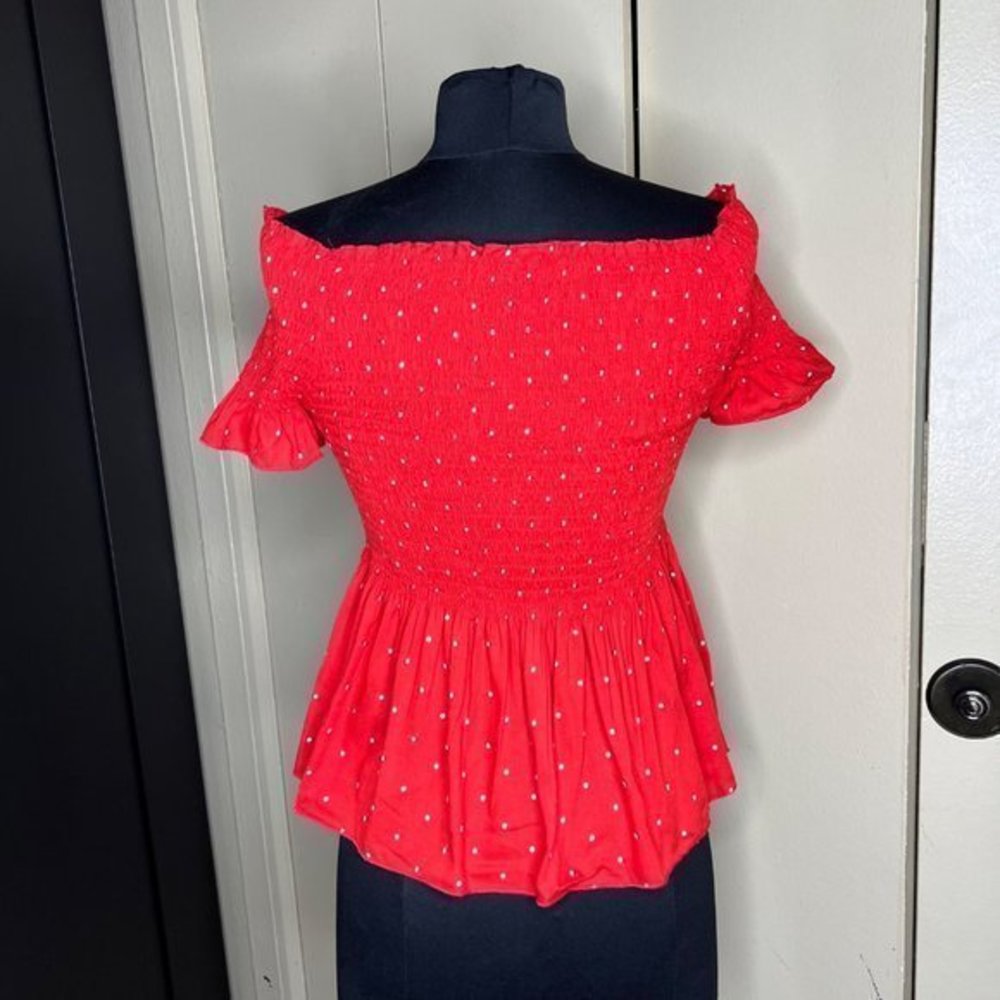 Japna Off Shoulder Elastic Red Blouse size S